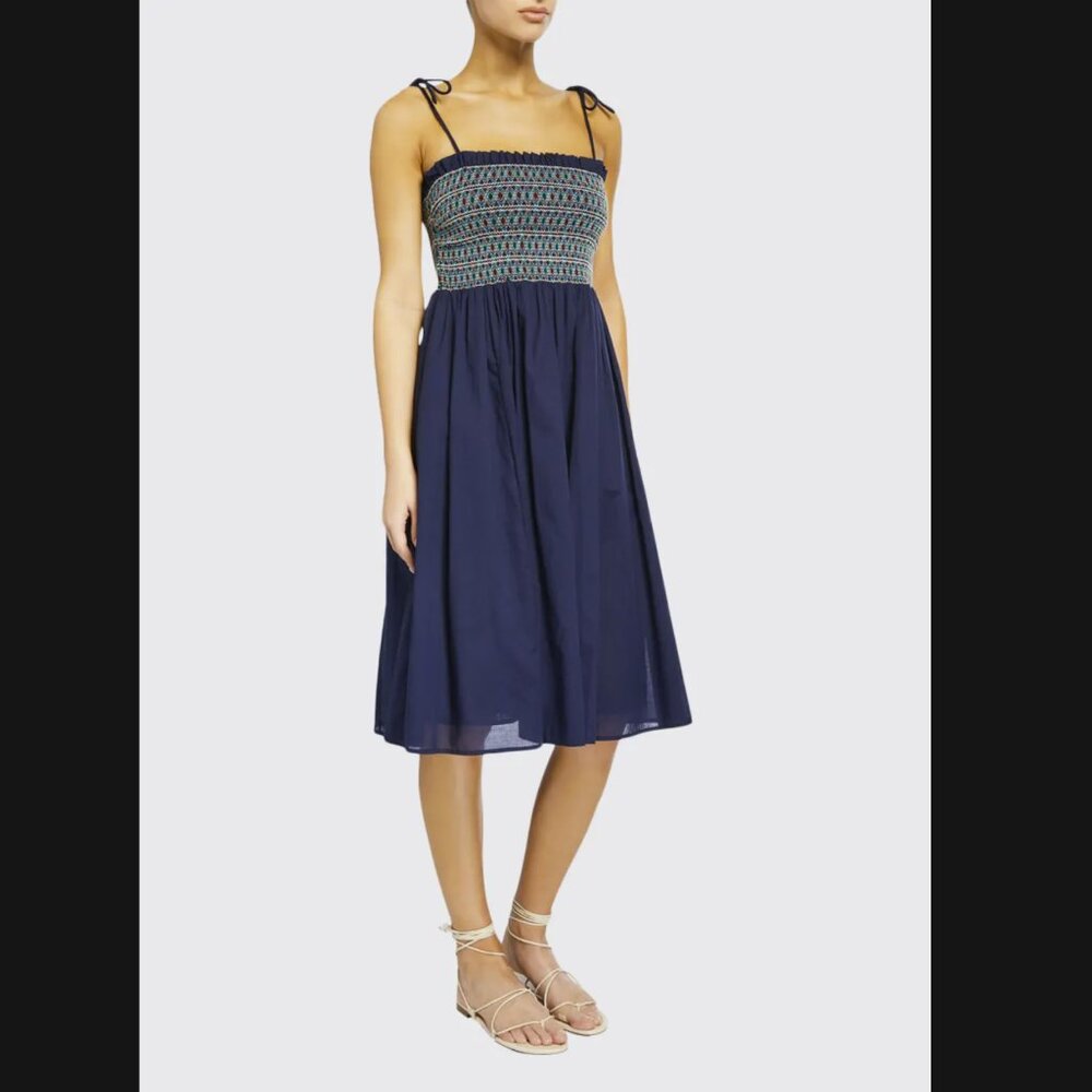 Tory Burch Navy Convertible Smocked Cover-up Dress